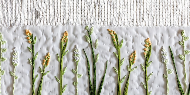 haft na lnianej tkaninie